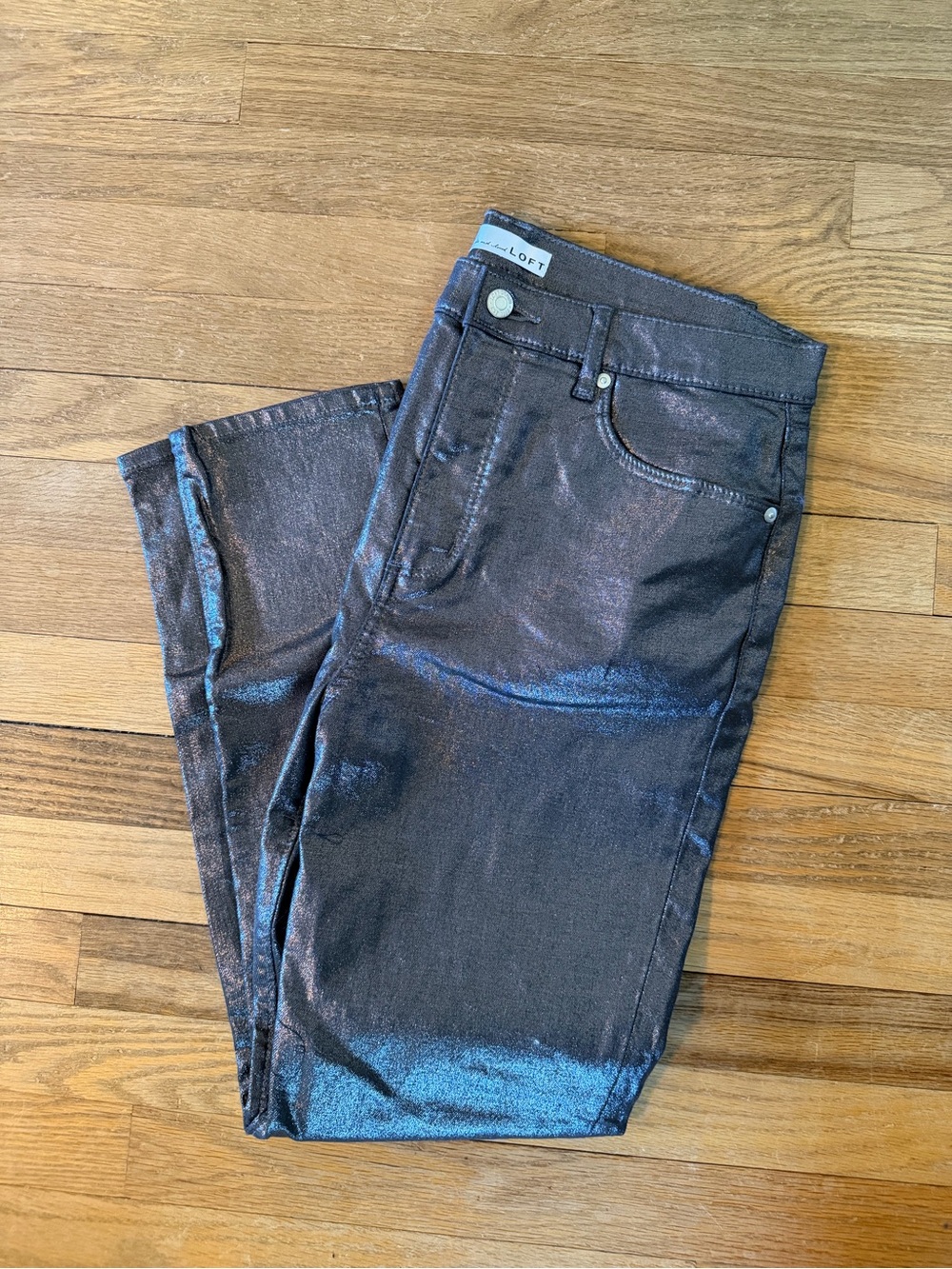 LOFT Shimmery Black Skinny Jeans